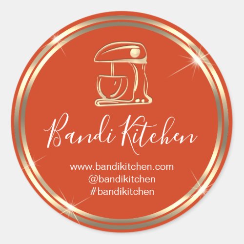 Thank You Logo Kitchen Cooking Chef Red Gold    Classic Round Sticker
