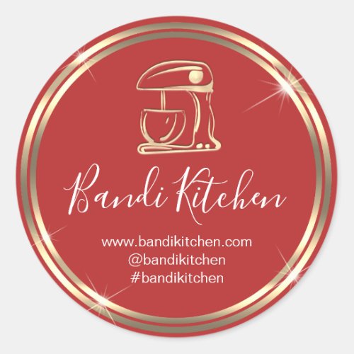 Thank You Logo Kitchen Cooking Chef Red Gold  Classic Round Sticker