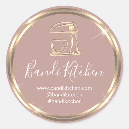 Thank You Logo Kitchen Cooking Chef Rose Gold   Classic Round Sticker