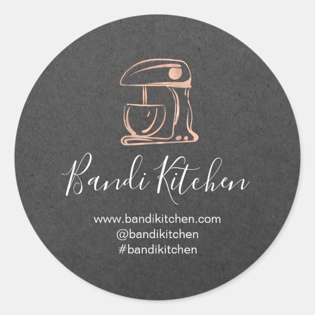 Thank You Logo Kitchen Cooking Chef Rose Kraft Classic Round Sticker (Front)