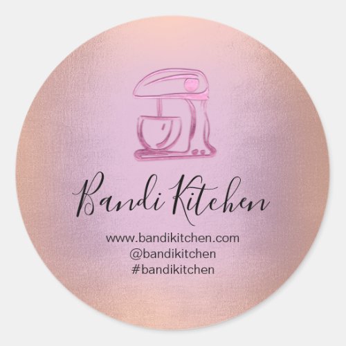 Thank You Logo Kitchen Cooking Chef Rose Purple Classic Round Sticker
