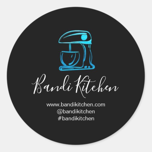 Thank You Logo Kitchen Cooking Chef Shop BlueBlack Classic Round Sticker
