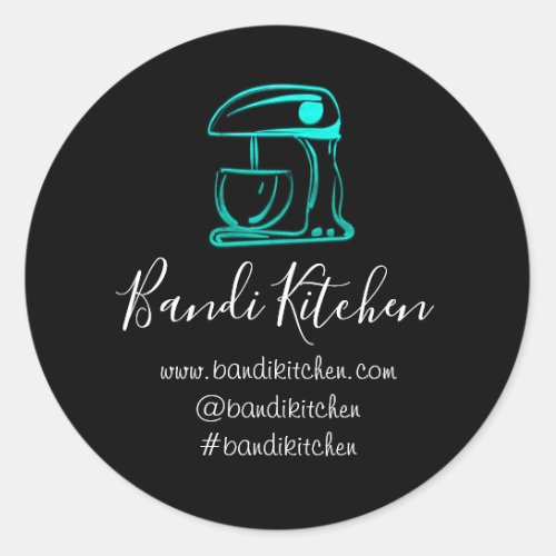 Thank You Logo Kitchen Cooking Mixer Blue Black Classic Round Sticker
