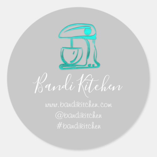 Thank You Logo Kitchen Cooking Mixer Blue Gray Classic Round Sticker