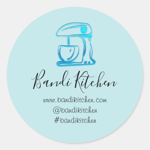 Thank You Logo Kitchen Cooking Mixer Blue Pastel  Classic Round Sticker