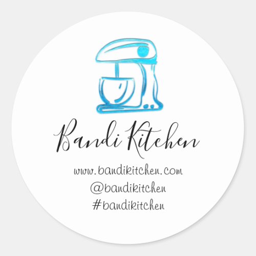 Thank You Logo Kitchen Cooking Mixer Blue White Classic Round Sticker