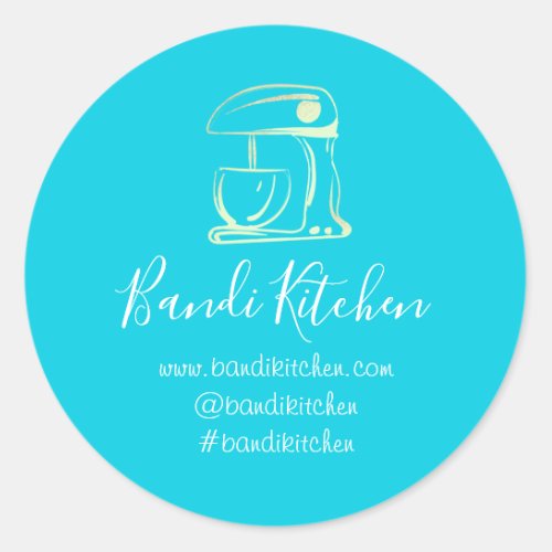 Thank You Logo Kitchen Cooking Mixer Gold Blue Classic Round Sticker