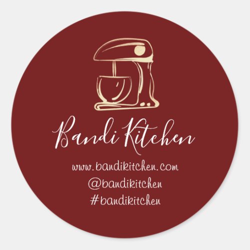 Thank You Logo Kitchen Cooking Mixer Gold Gray Cla Classic Round Sticker