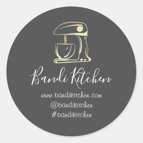 Thank You Logo Kitchen Cooking Mixer Gold Gray Classic Round Sticker