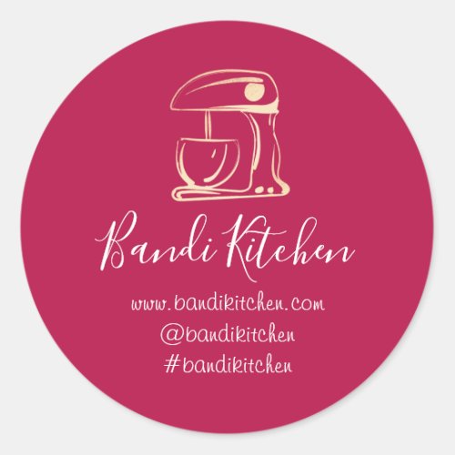 Thank You Logo Kitchen Cooking Mixer Gold Pink  Classic Round Sticker