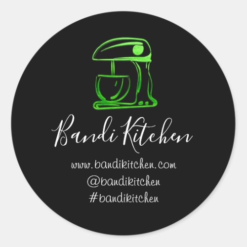 Thank You Logo Kitchen Cooking Mixer Green Black  Classic Round Sticker