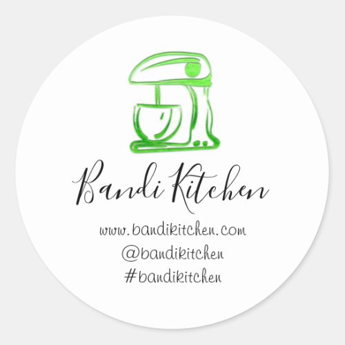 Thank You Logo Kitchen Cooking Mixer Green White Classic Round Sticker