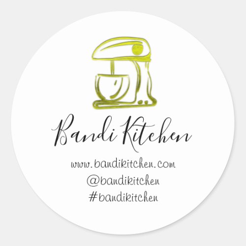 Thank You Logo Kitchen Cooking Mixer Mustard White Classic Round Sticker