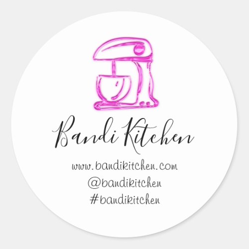 Thank You Logo Kitchen Cooking Mixer Pink Fuchsia  Classic Round Sticker