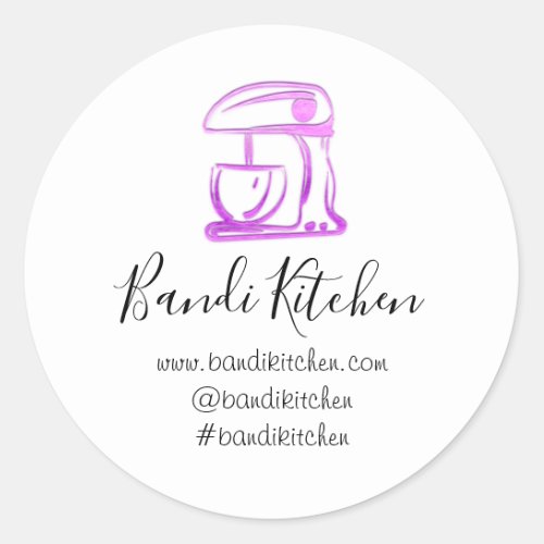 Thank You Logo Kitchen Cooking Mixer Pink Fuchsia Classic Round Sticker