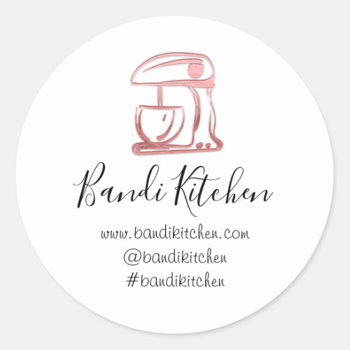 Thank You Logo Kitchen Cooking Mixer Rose Pink Classic Round Sticker