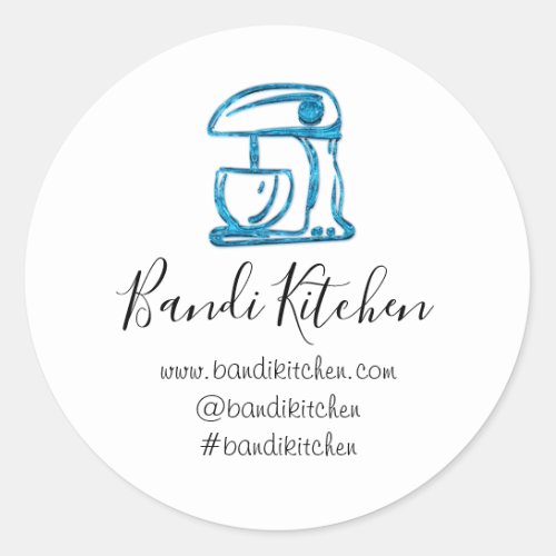 Thank You Logo Kitchen Cooking Mixer Teal Blue Classic Round Sticker