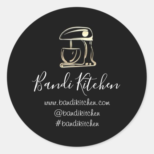 Thank You Logo Kitchen Cooking Robot Black Gold Classic Round Sticker