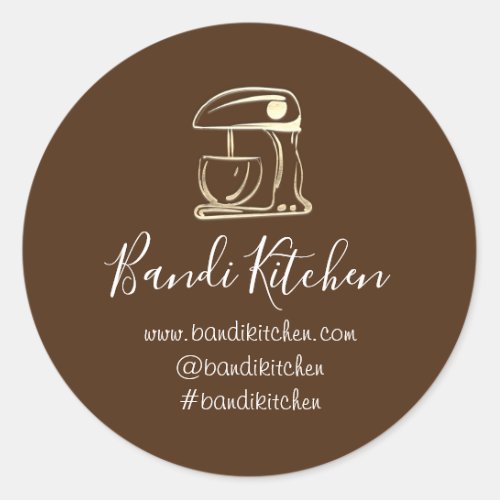 Thank You Logo Kitchen Cooking Robot Chef Brown Classic Round Sticker