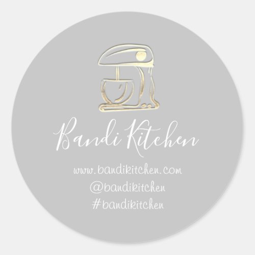 Thank You Logo Kitchen Cooking Robot Chef Gray  Classic Round Sticker