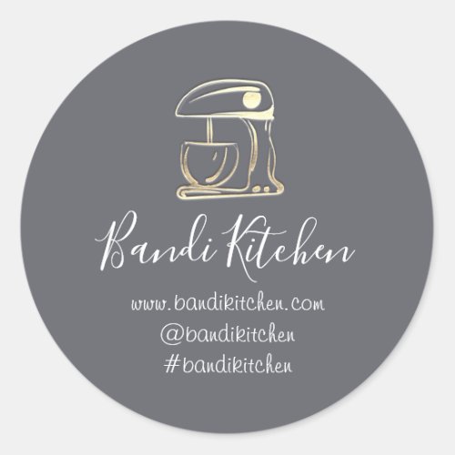 Thank You Logo Kitchen Cooking Robot Chef Gray  Classic Round Sticker