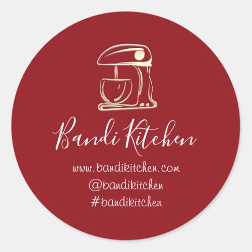 Thank You Logo Kitchen Cooking Robot Red Gold  Classic Round Sticker