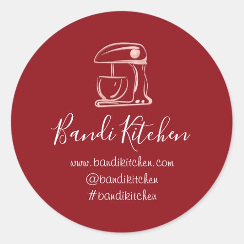 Thank You Logo Kitchen Cooking Robot Red Rose Classic Round Sticker