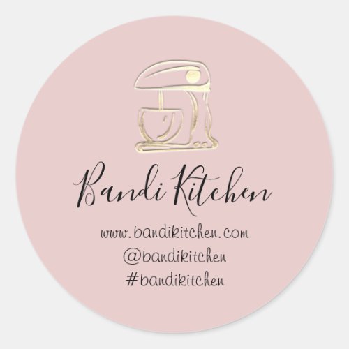 Thank You Logo Kitchen Cooking Robot Rose Gold Classic Round Sticker