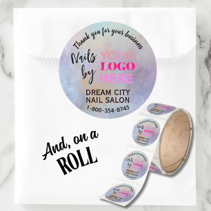 Thank You Logo Manicure Nail Salon Small Business Classic Round Sticker