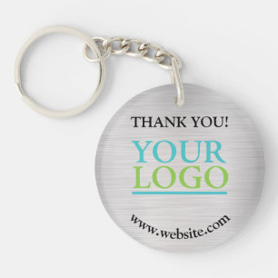 Thank You, Logo, Name Website, Brushed Silver Vs 2 Keychain