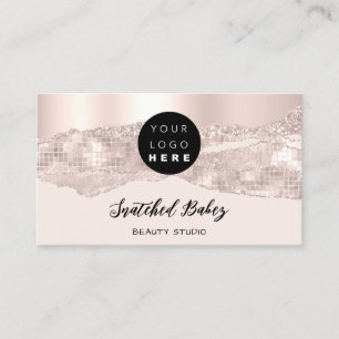 Thank You Logo QR Code Online Shop Rose Powder Business Card