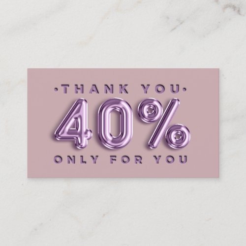 Thank You Logo QRCODE 0OFF Discount Code Purple Business Card