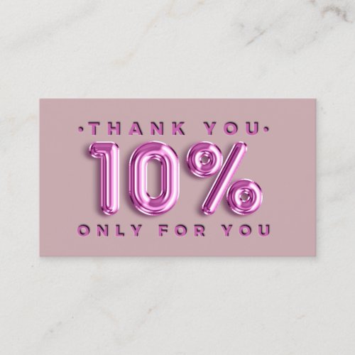 Thank You Logo QRCODE 10OFF Discount Code Pink Business Card