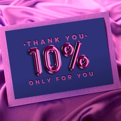 Thank You Logo QRCODE 10OFF Discount Pink Navy Business Card