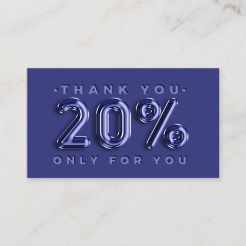 Thank You Logo QRCODE 20OFF Discount Code Navy Business Card