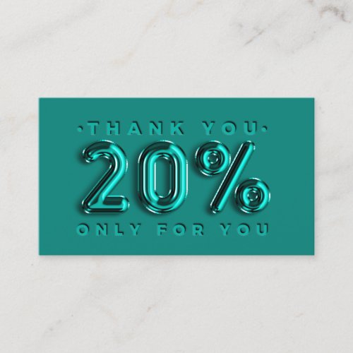 Thank You Logo QRCODE 20OFF Discount Code Teal Business Card