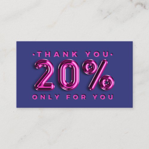 Thank You Logo QRCODE 20OFF Discount Navy Pink Business Card