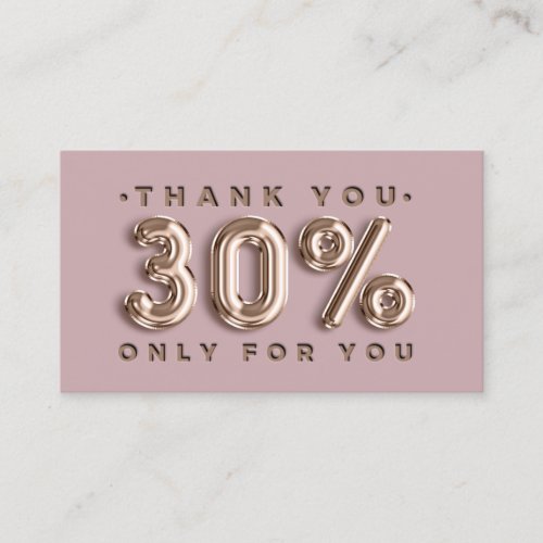 Thank You Logo QRCODE 30OFF Discount Code Gold Business Card