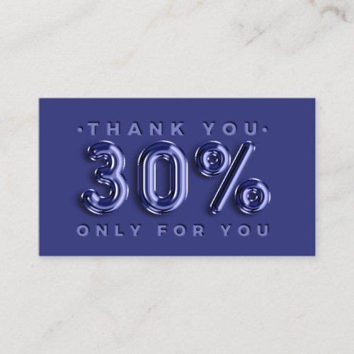 Thank You Logo QRCODE 30OFF Discount Code Navy Business Card