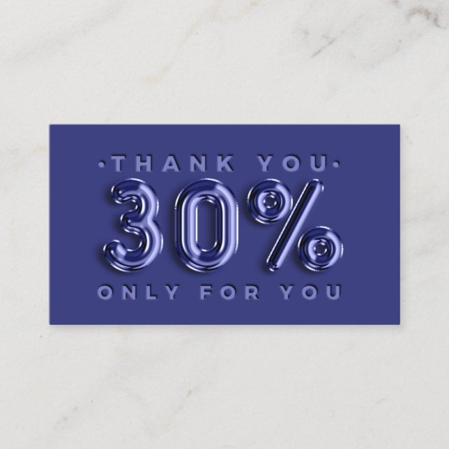 Thank You Logo QRCODE 30%OFF Discount Code Navy Business Card (Front)