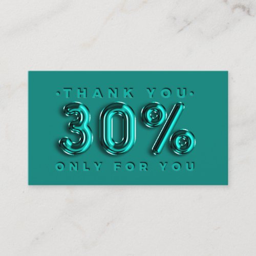 Thank You Logo QRCODE 30OFF Discount Code Teal Business Card