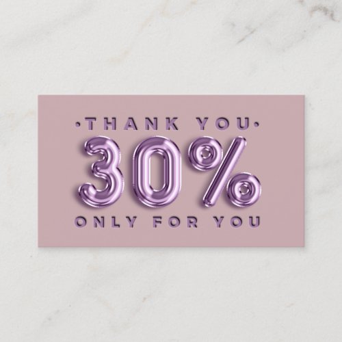 Thank You Logo QRCODE 30OFF Discount Lavender Business Card