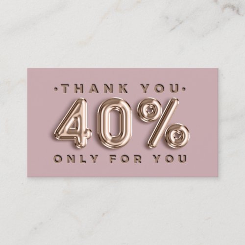 Thank You Logo QRCODE 40OFF Discount Code Gold Business Card