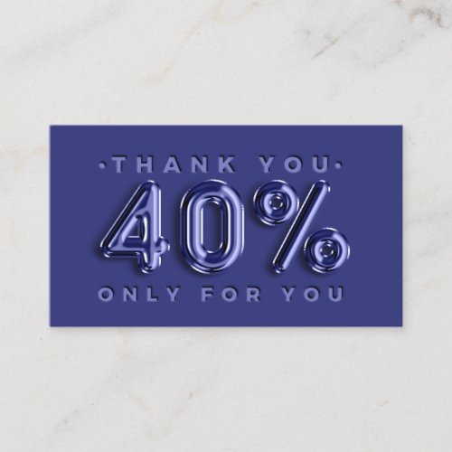 Thank You Logo QRCODE 40OFF Discount Code Navy Business Card