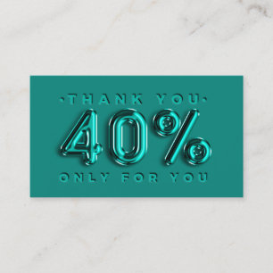 Thank You Logo QRCODE 40%OFF Discount Code Teal Business Card