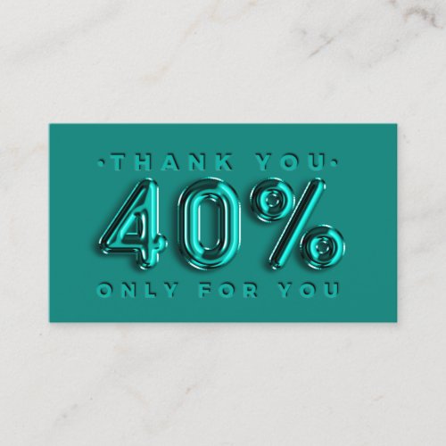 Thank You Logo QRCODE 40OFF Discount Code Teal Business Card