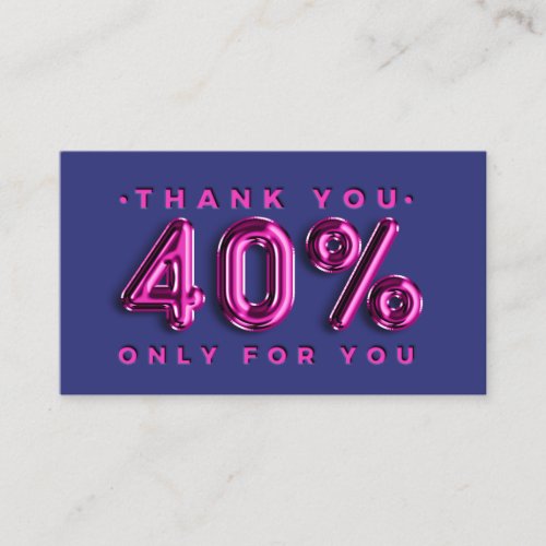 Thank You Logo QRCODE 40OFF Discount Pink Navy Business Card