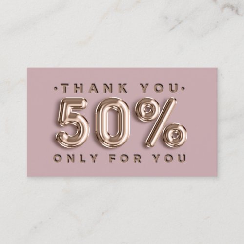 Thank You Logo QRCODE 50OFF Discount Code Gold Business Card