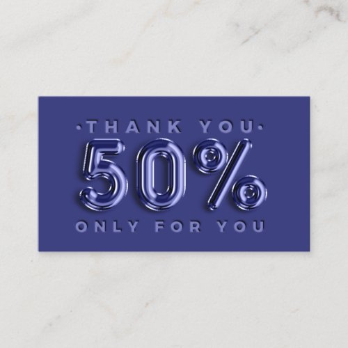 Thank You Logo QRCODE 50OFF Discount Code Navy Business Card