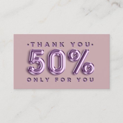 Thank You Logo QRCODE 50OFF Discount Code Rose Business Card